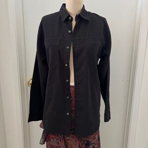 Y2K Black Velvety Claiborne Button Up Top